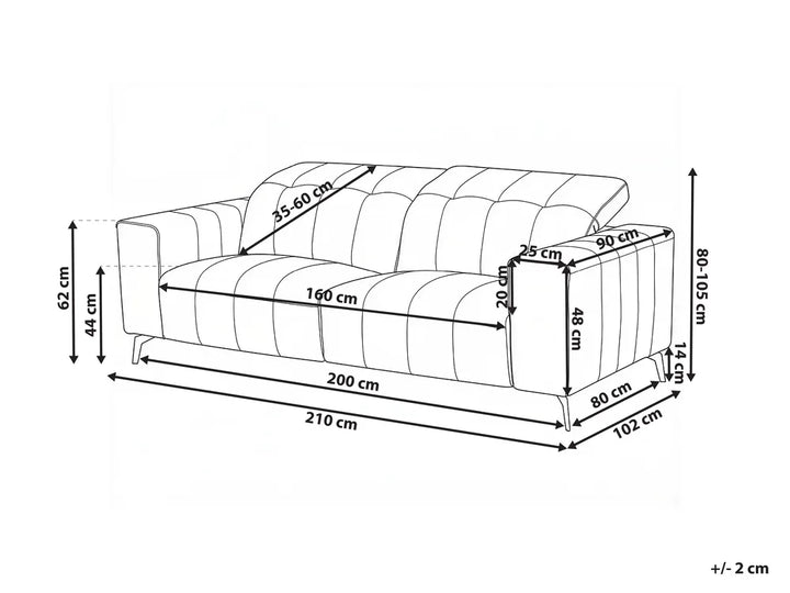 Sofa 3 Seater Faux Leather Light Beige Makirah