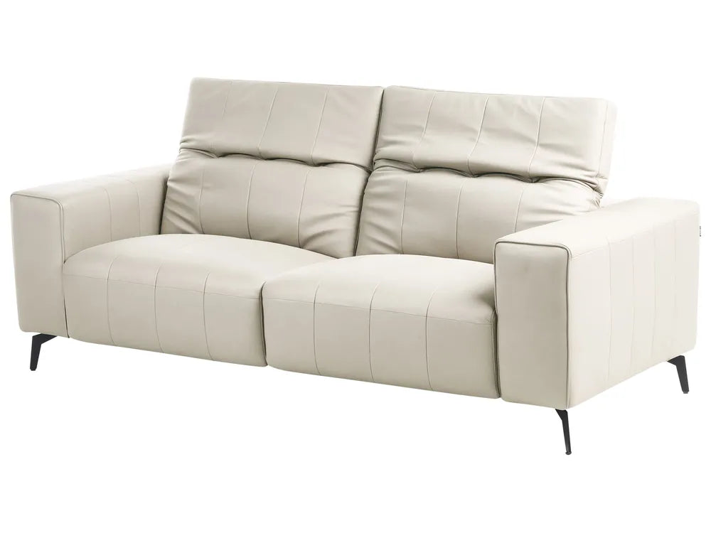 Sofa 3 Seater Faux Leather Light Beige Makirah