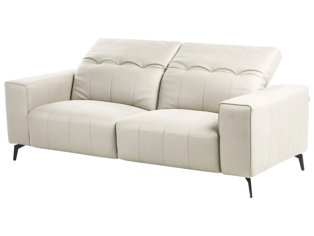 Sofa 3 Seater Faux Leather Light Beige Makirah