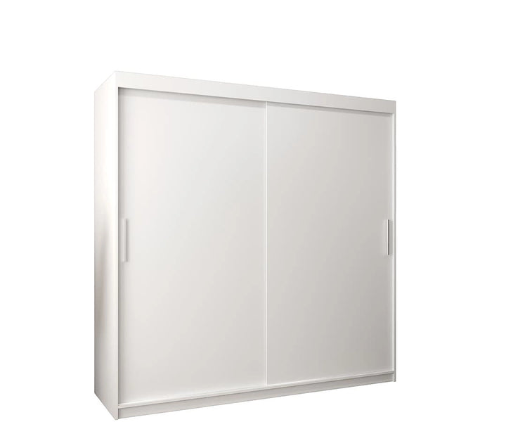 Tokyo Contemporary 2 Sliding Door Wardrobe 9 Shelves 2 Rails White Matt