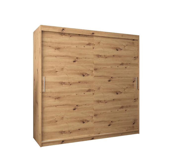 Tokyo Contemporary 2 Sliding Door Wardrobe 9 Shelves 2 Rails Oak Artisan Effect