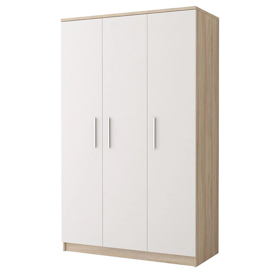 Elegant Omega 19 Hinged Wardrobe - White Matt Front and Oak Sonoma Carcass