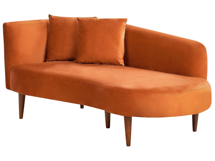 Chaumont Left Hand Velvet Chaise Lounge Orange