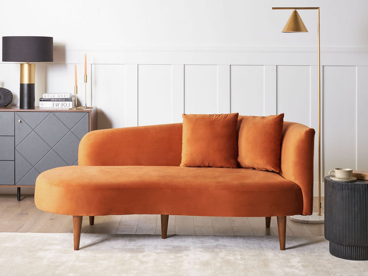 Chaumont Right Hand Velvet Chaise Lounge Orange