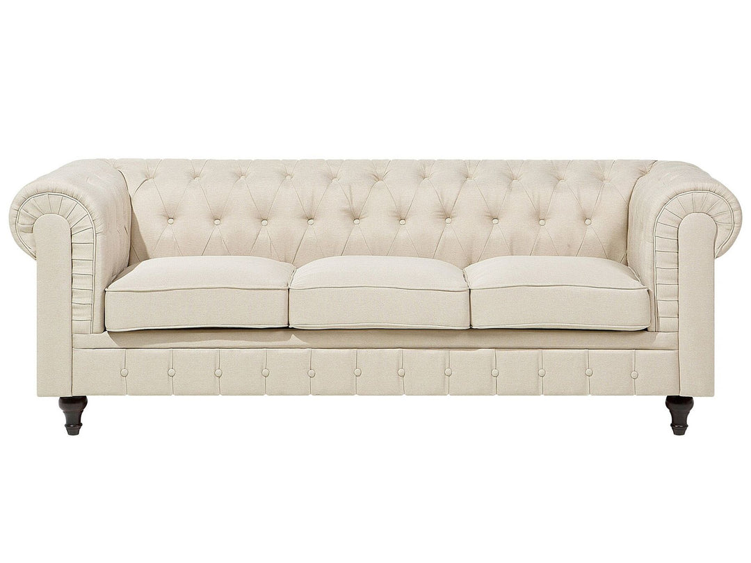 Chesterfield 3 Seater Fabric Sofa Beige