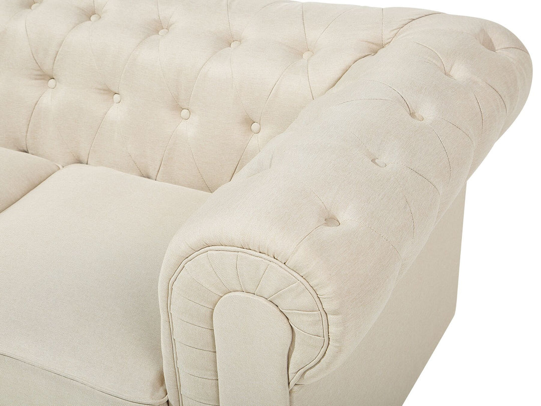 Chesterfield 3 Seater Fabric Sofa Beige