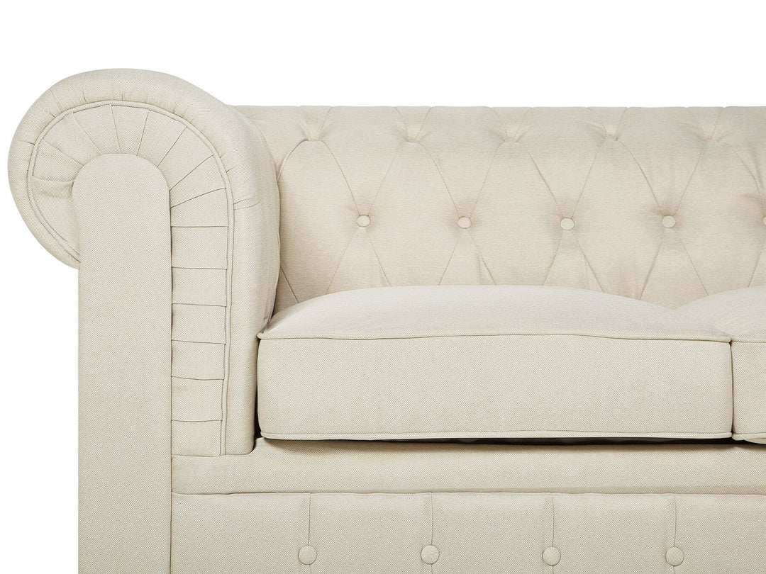 Chesterfield 3 Seater Fabric Sofa Beige