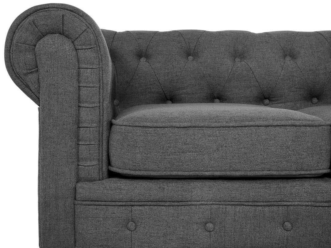 Chesterfield 3 Seater Fabric Sofa Grey