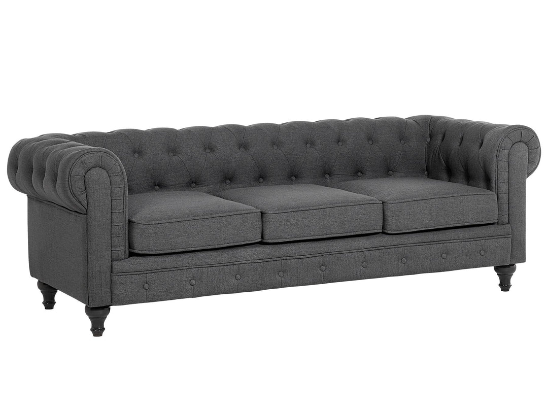 Chesterfield 3 Seater Fabric Sofa Grey