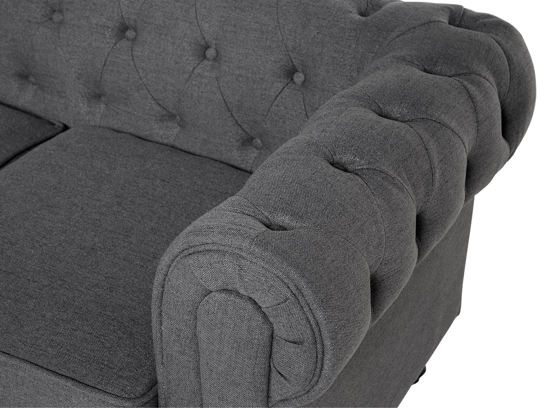 Chesterfield 3 Seater Fabric Sofa Grey