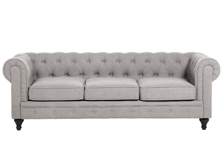 Chesterfield 3 Seater Fabric Sofa Light Grey