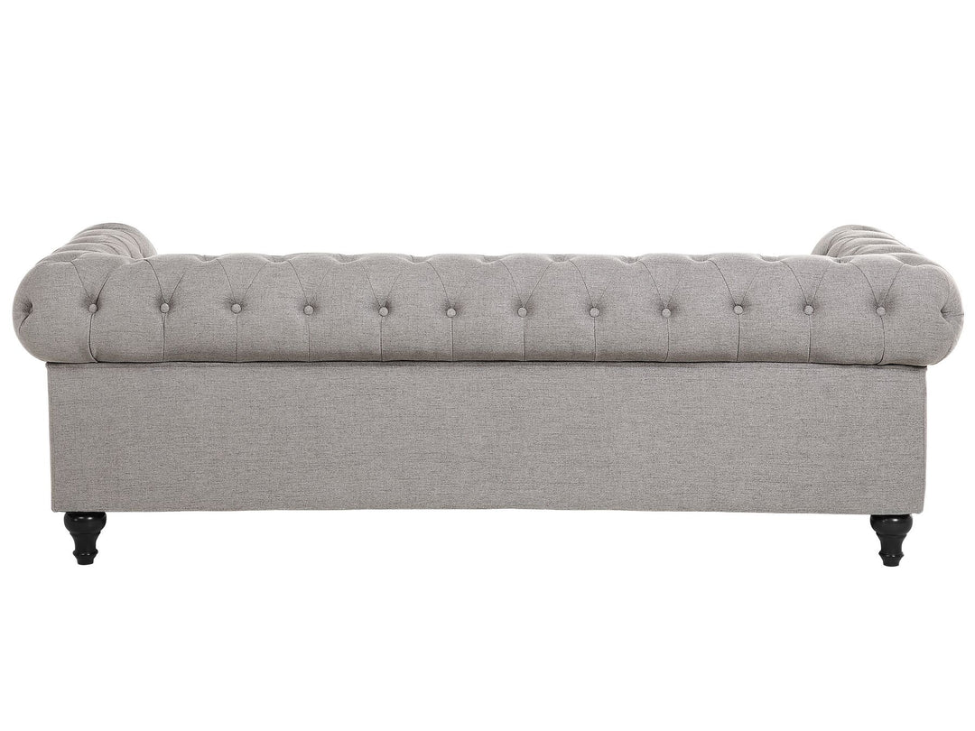 Chesterfield 3 Seater Fabric Sofa Light Grey