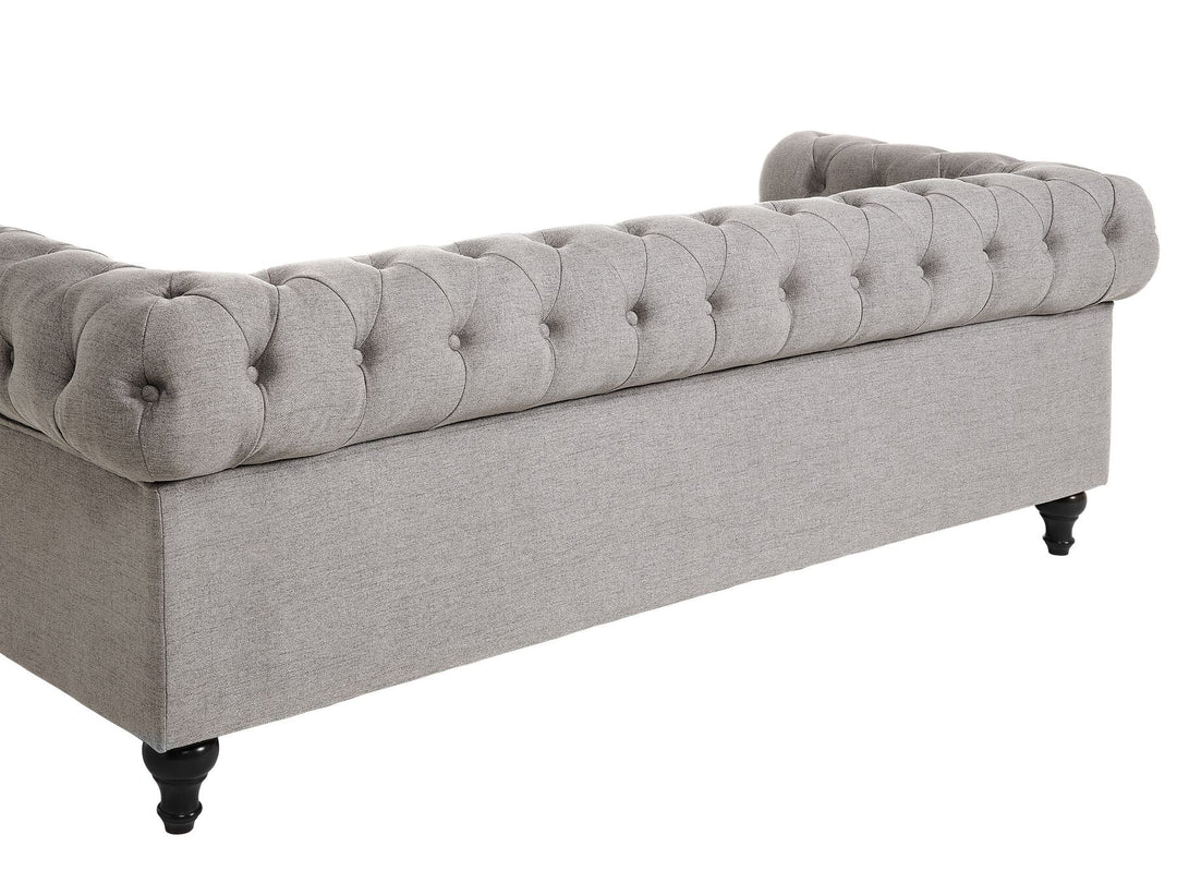 Chesterfield 3 Seater Fabric Sofa Light Grey