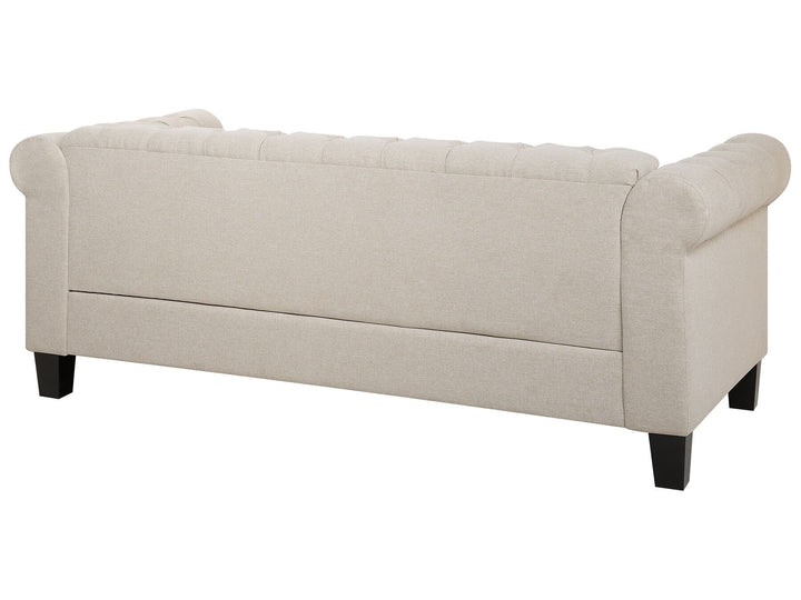 Chesterfield 3 Seater Fabric Sofa Nailhead Trim Beige