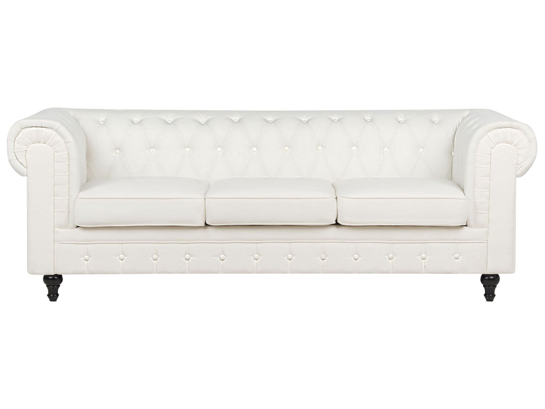 Chesterfield 3 Seater Fabric Sofa Off-White