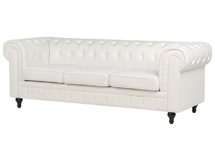 Chesterfield 3 Seater Fabric Sofa Off-White