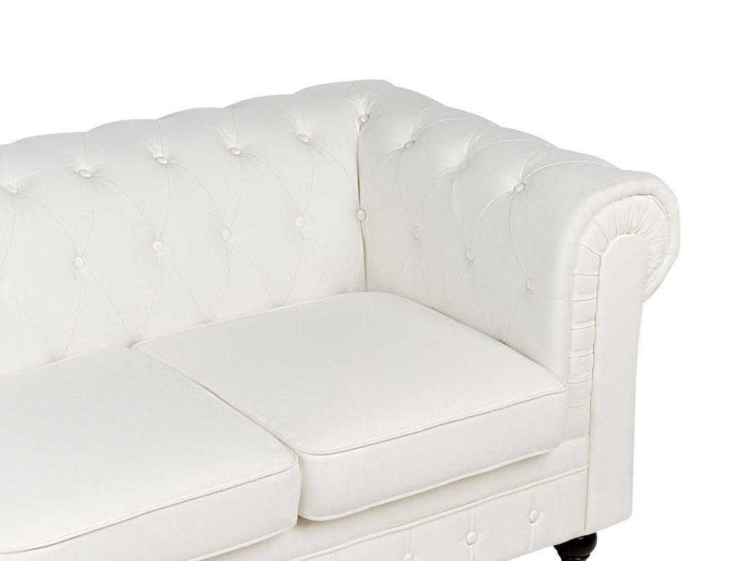 Chesterfield 3 Seater Fabric Sofa Off-White