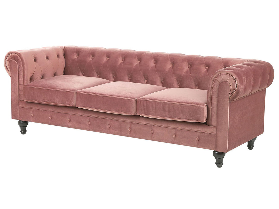 Chesterfield 3 Seater Fabric Sofa Pink