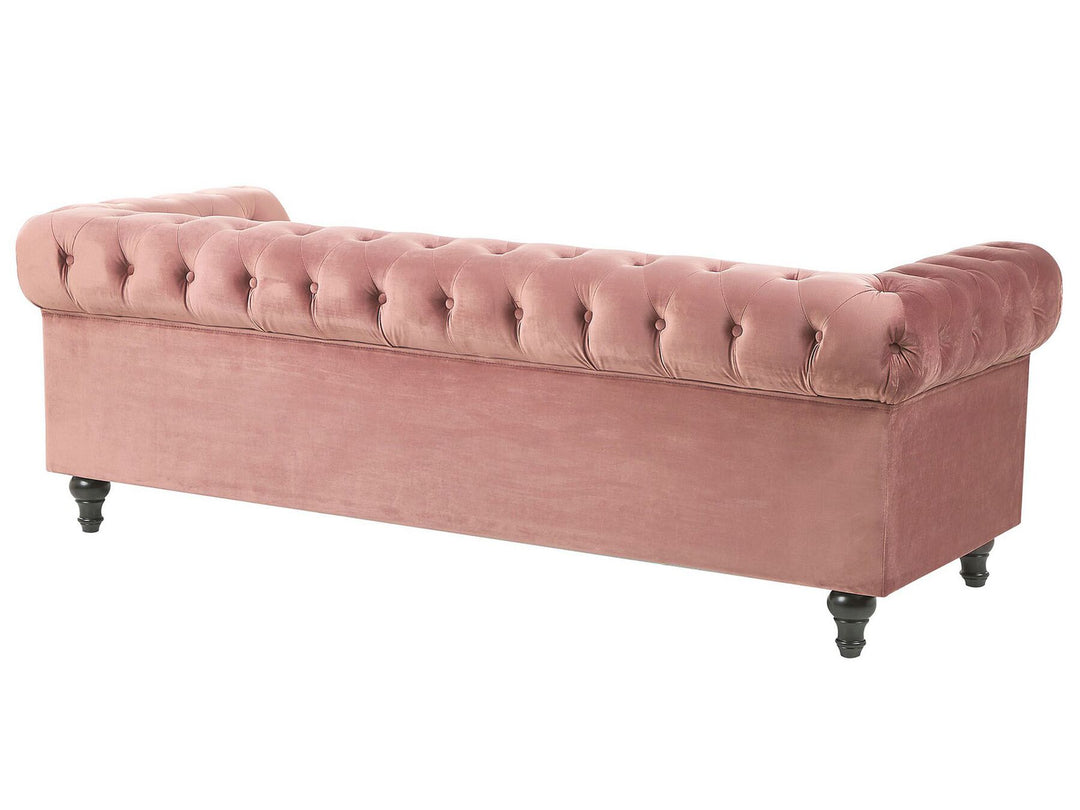 Chesterfield 3 Seater Fabric Sofa Pink