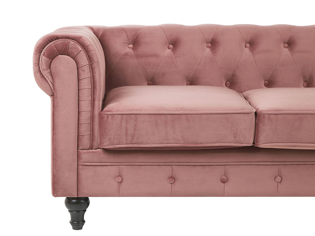 Chesterfield 3 Seater Fabric Sofa Pink