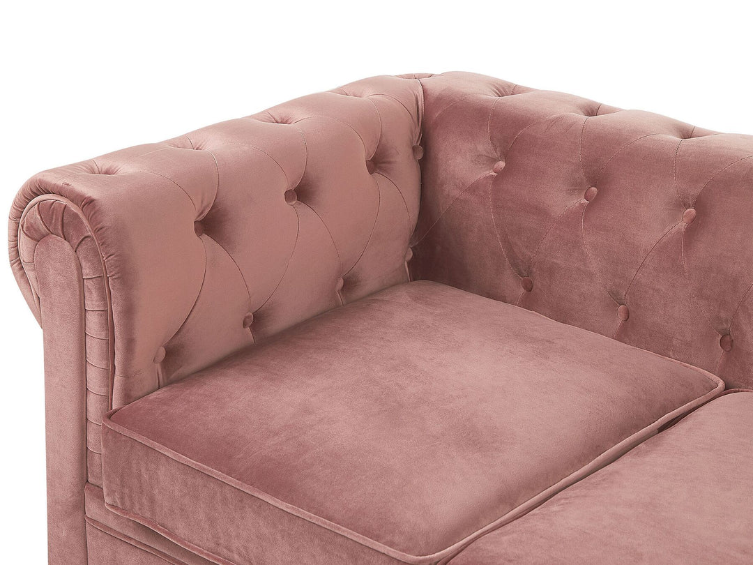 Chesterfield 3 Seater Fabric Sofa Pink