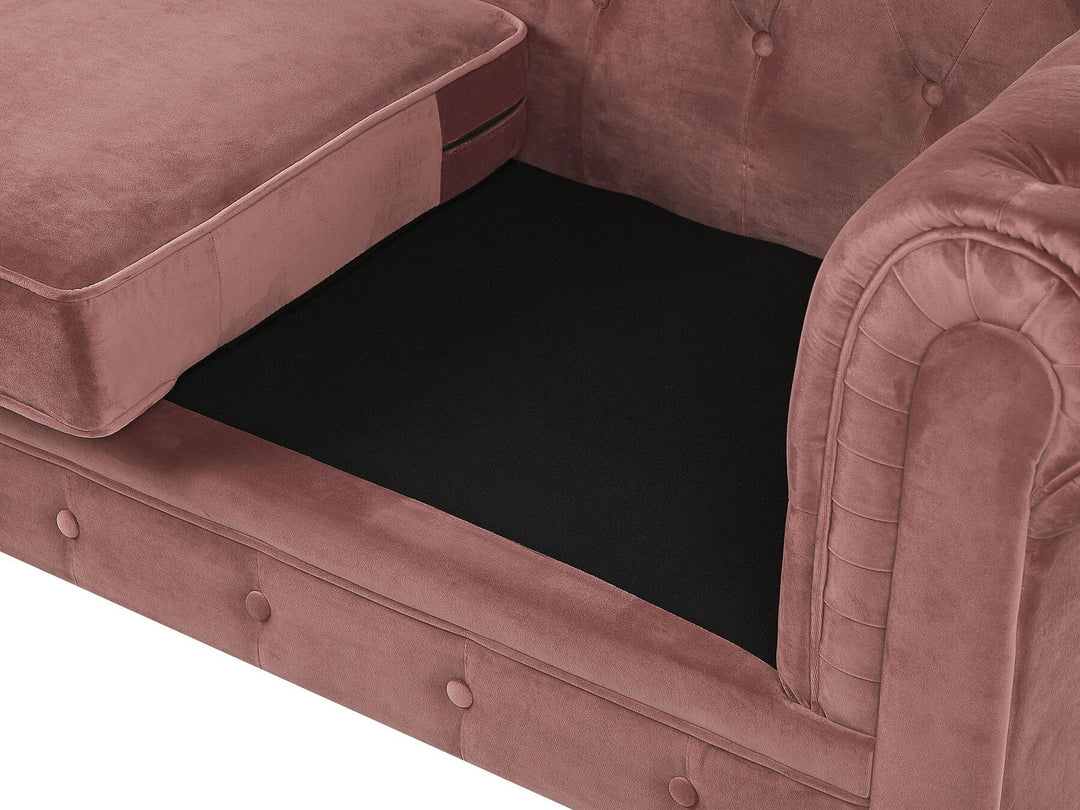 Chesterfield 3 Seater Fabric Sofa Pink