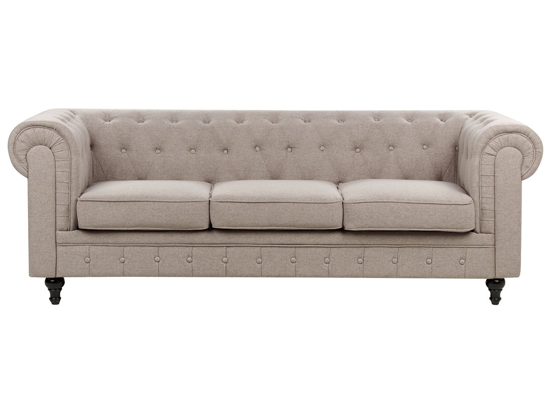 Chesterfield 3 Seater Fabric Sofa Taupe