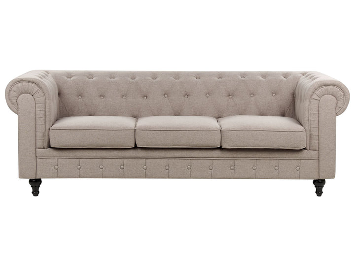 Chesterfield 3 Seater Fabric Sofa Taupe