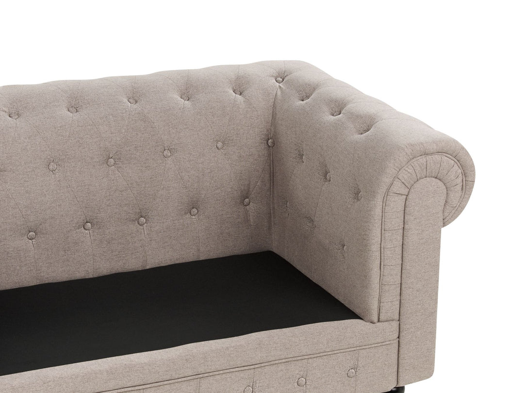 Chesterfield 3 Seater Fabric Sofa Taupe