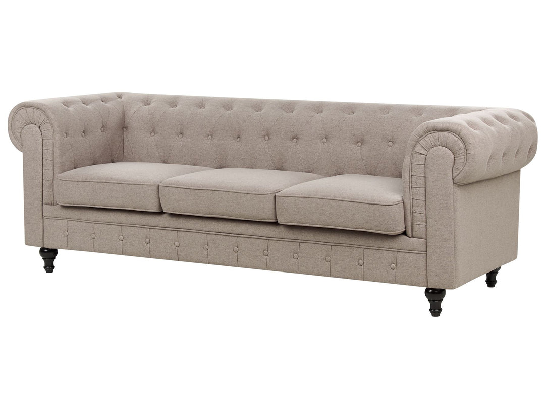 Chesterfield 3 Seater Fabric Sofa Taupe