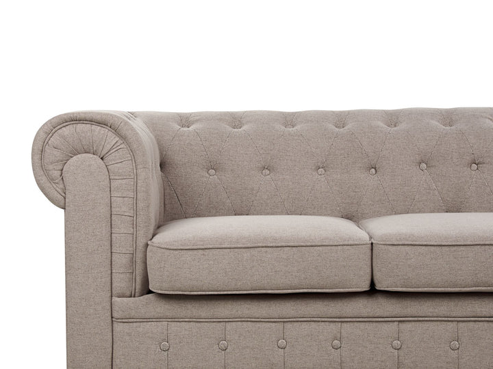 Chesterfield 3 Seater Fabric Sofa Taupe