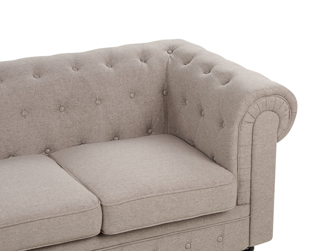 Chesterfield 3 Seater Fabric Sofa Taupe