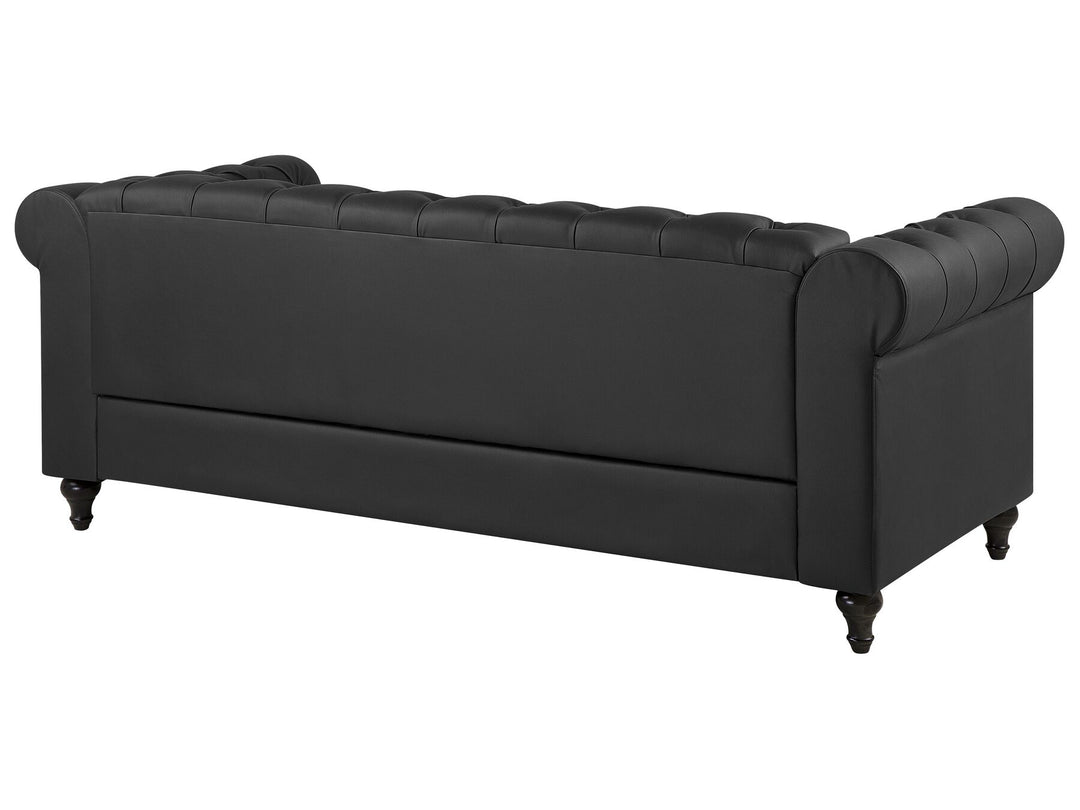 Chesterfield 3 Seater Faux Leather Sofa Black