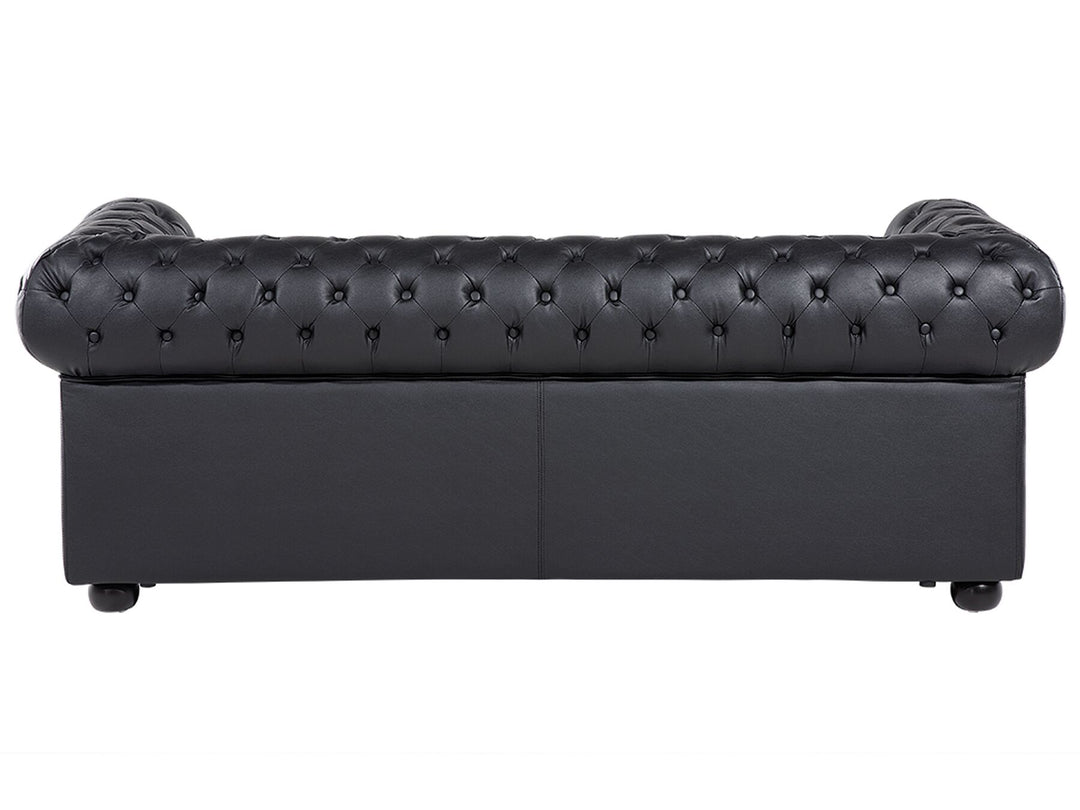 Chesterfield 3 Seater Leather Sofa Black