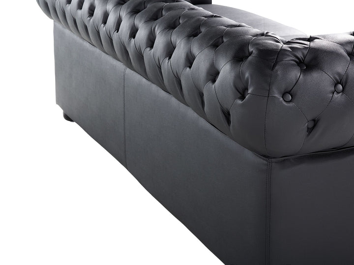 Chesterfield 3 Seater Leather Sofa Black