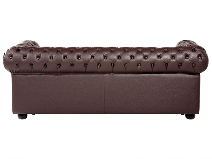 Chesterfield 3 Seater Leather Sofa Brown