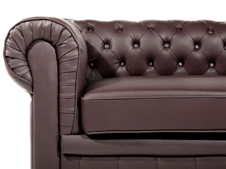 Chesterfield 3 Seater Leather Sofa Brown