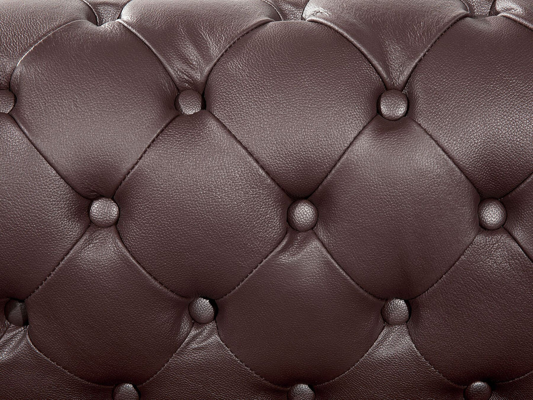 Chesterfield 3 Seater Leather Sofa Brown