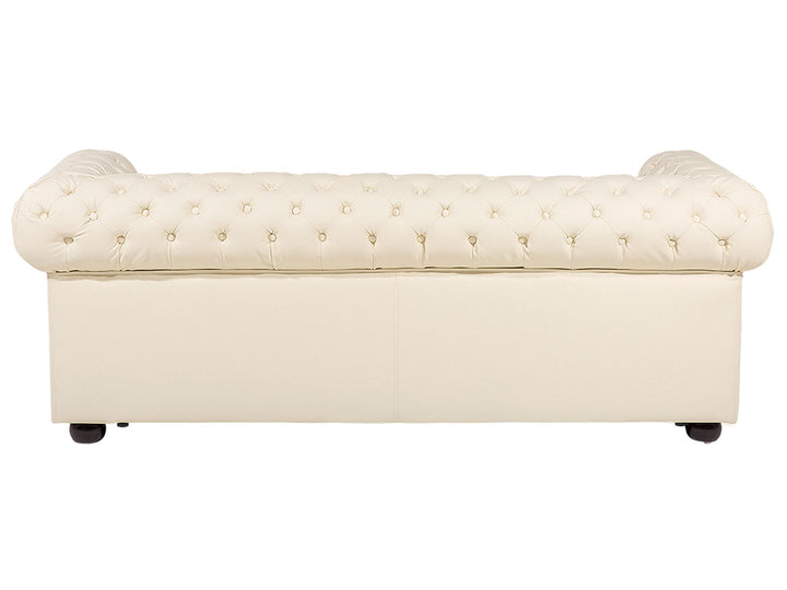 Chesterfield 3 Seater Leather Sofa Cream