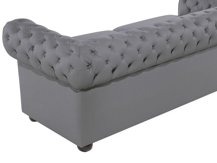 Chesterfield 3 Seater Leather Sofa Grey