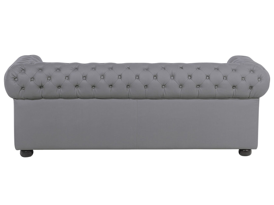 Chesterfield 3 Seater Leather Sofa Grey