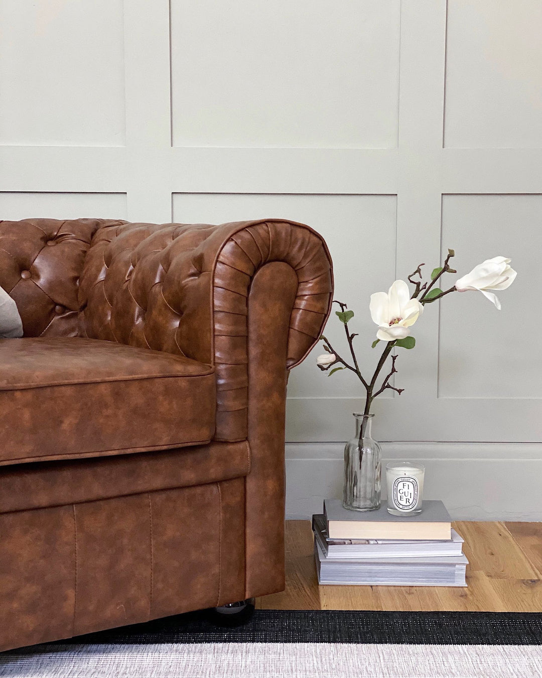 Chesterfield 3 Seater Sofa Faux Leather Golden Brown