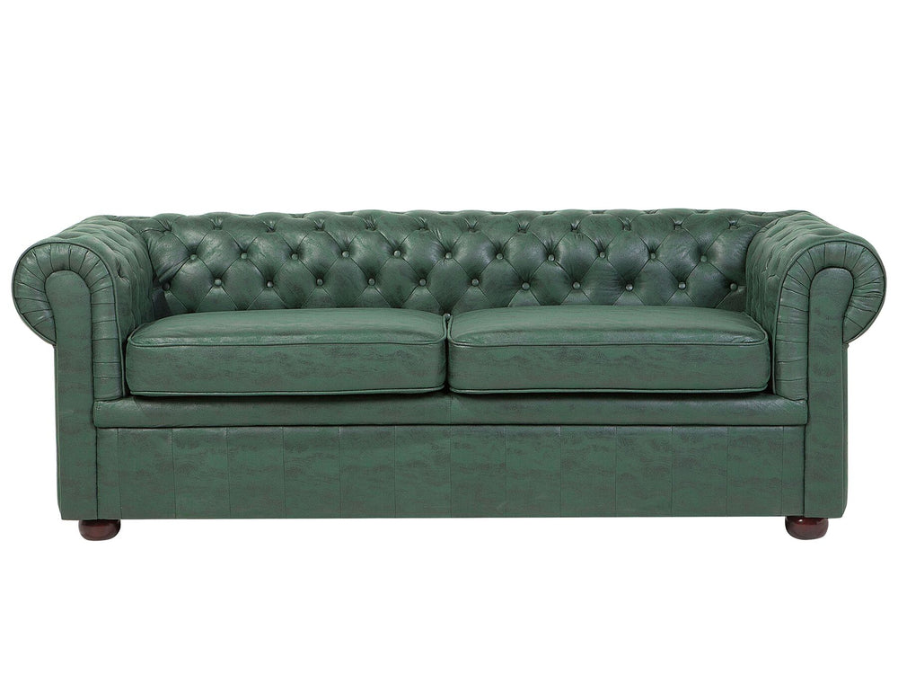 Chesterfield 3 Seater Sofa Faux Leather Green