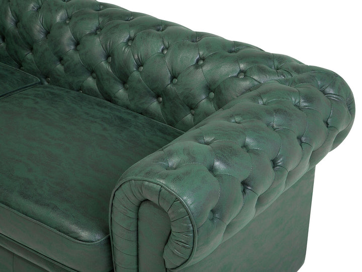 Chesterfield 3 Seater Sofa Faux Leather Green