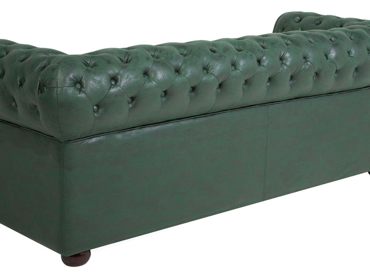 Chesterfield 3 Seater Sofa Faux Leather Green