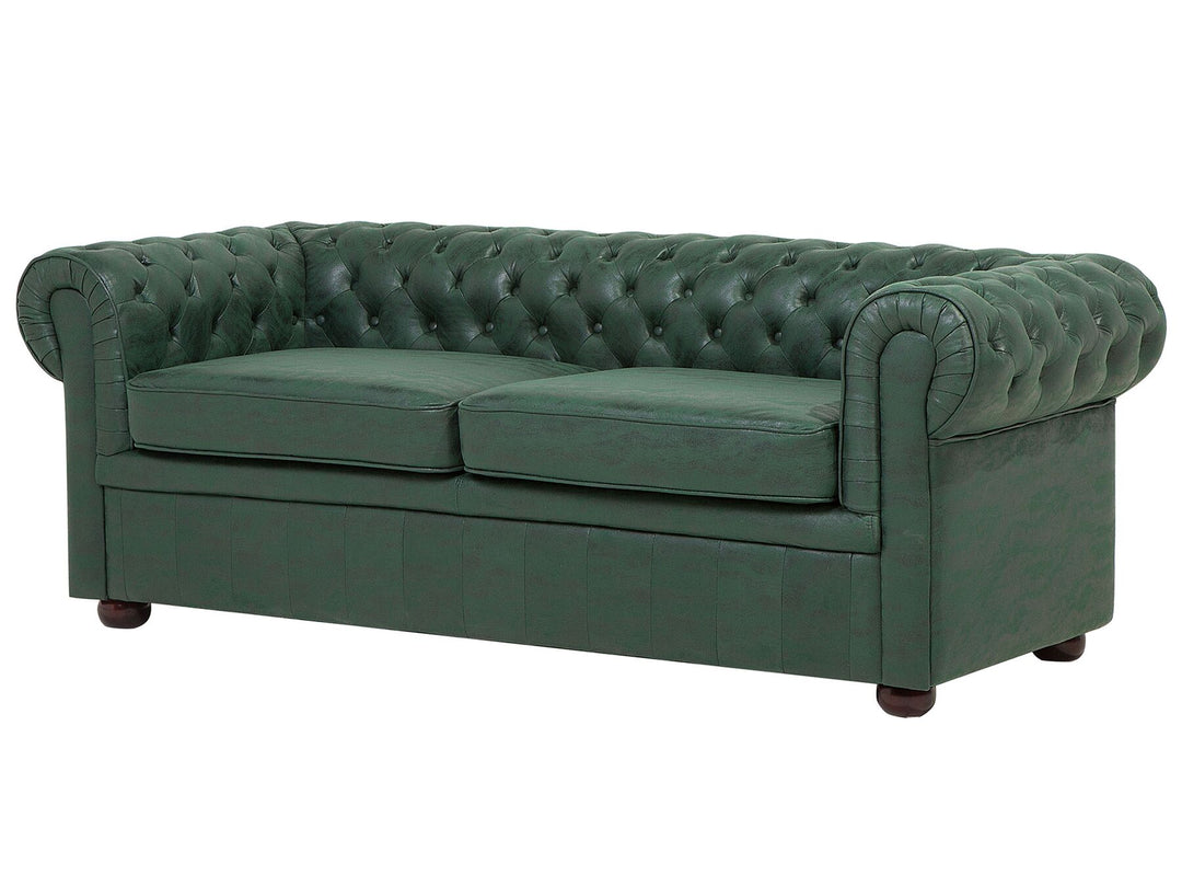 Chesterfield 3 Seater Sofa Faux Leather Green