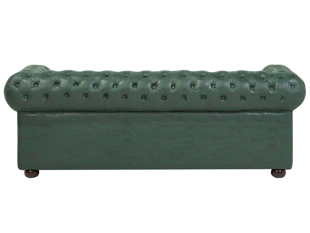 Chesterfield 3 Seater Sofa Faux Leather Green