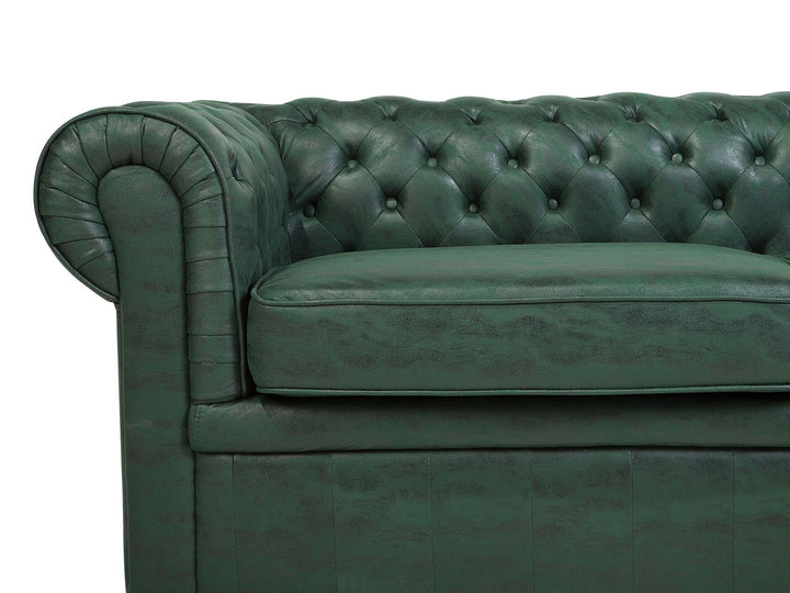 Chesterfield 3 Seater Sofa Faux Leather Green