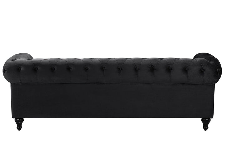 Chesterfield 3 Seater Velvet Fabric Sofa Black