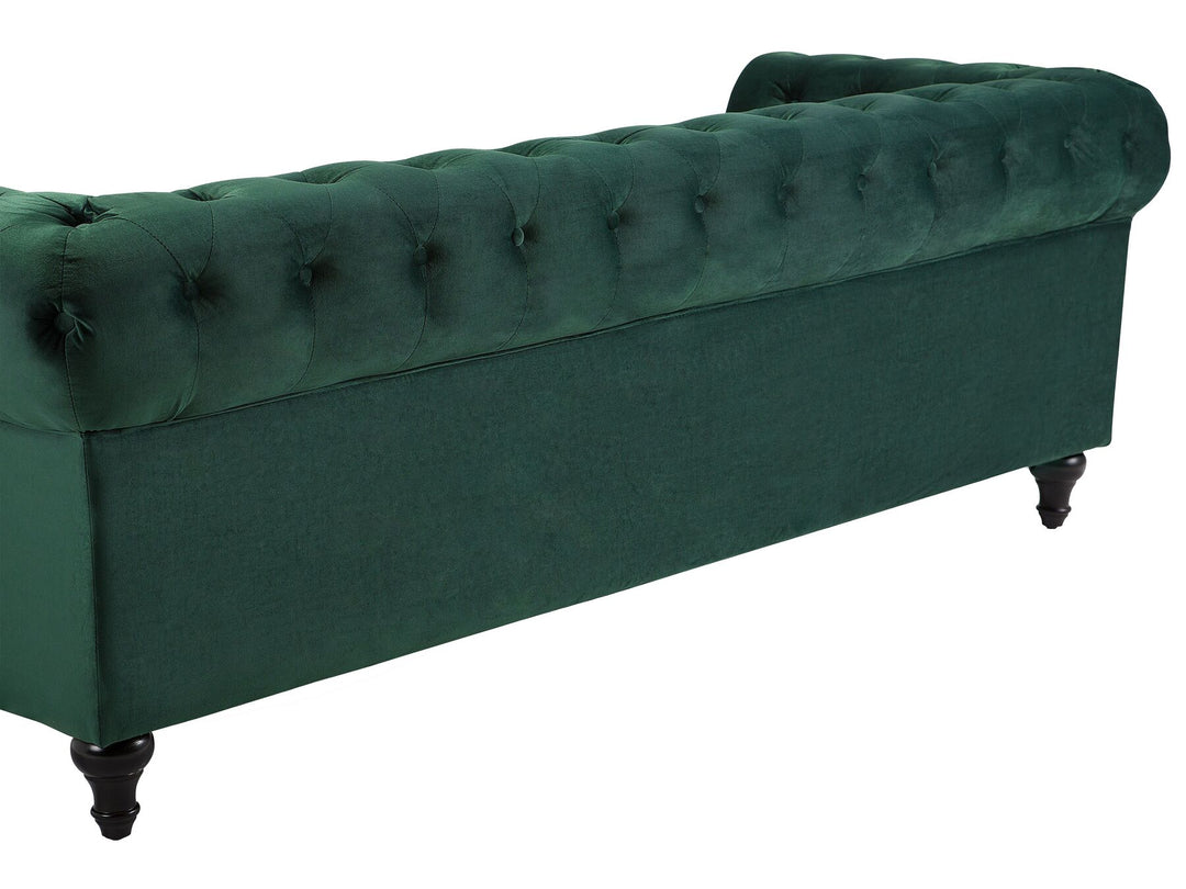 Chesterfield 3 Seater Velvet Fabric Sofa Green